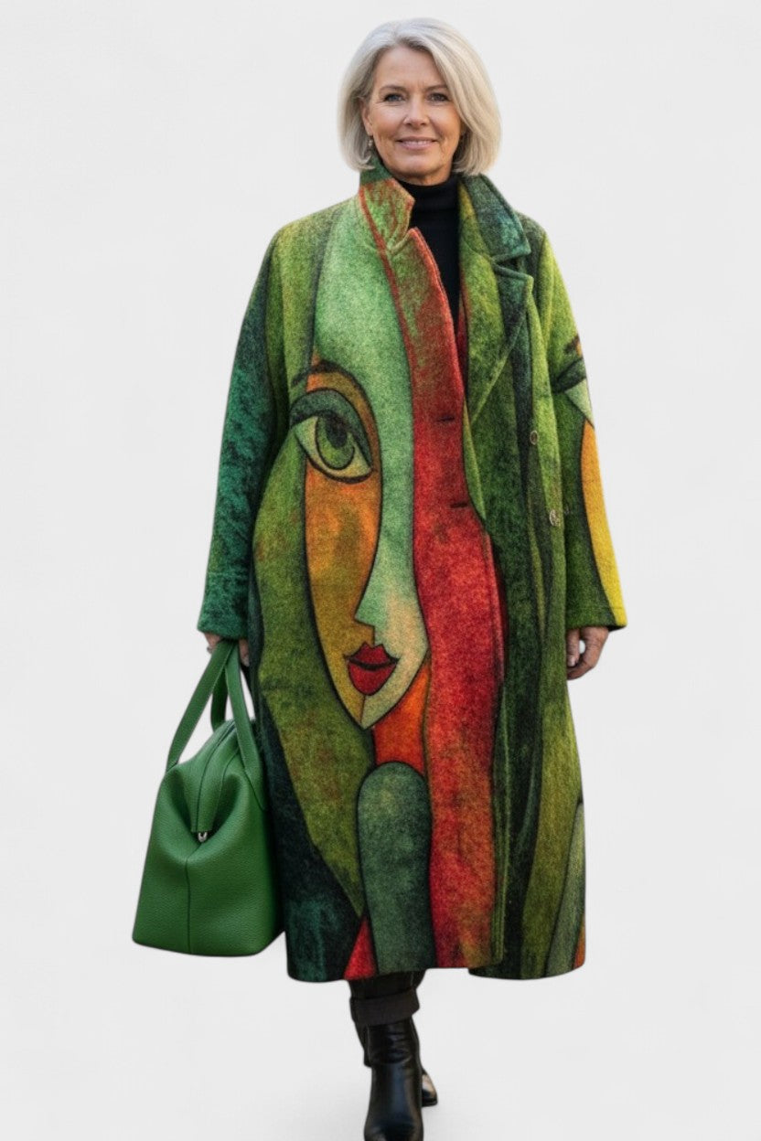 Angela | Barevný kostkovaný oversize kabát
