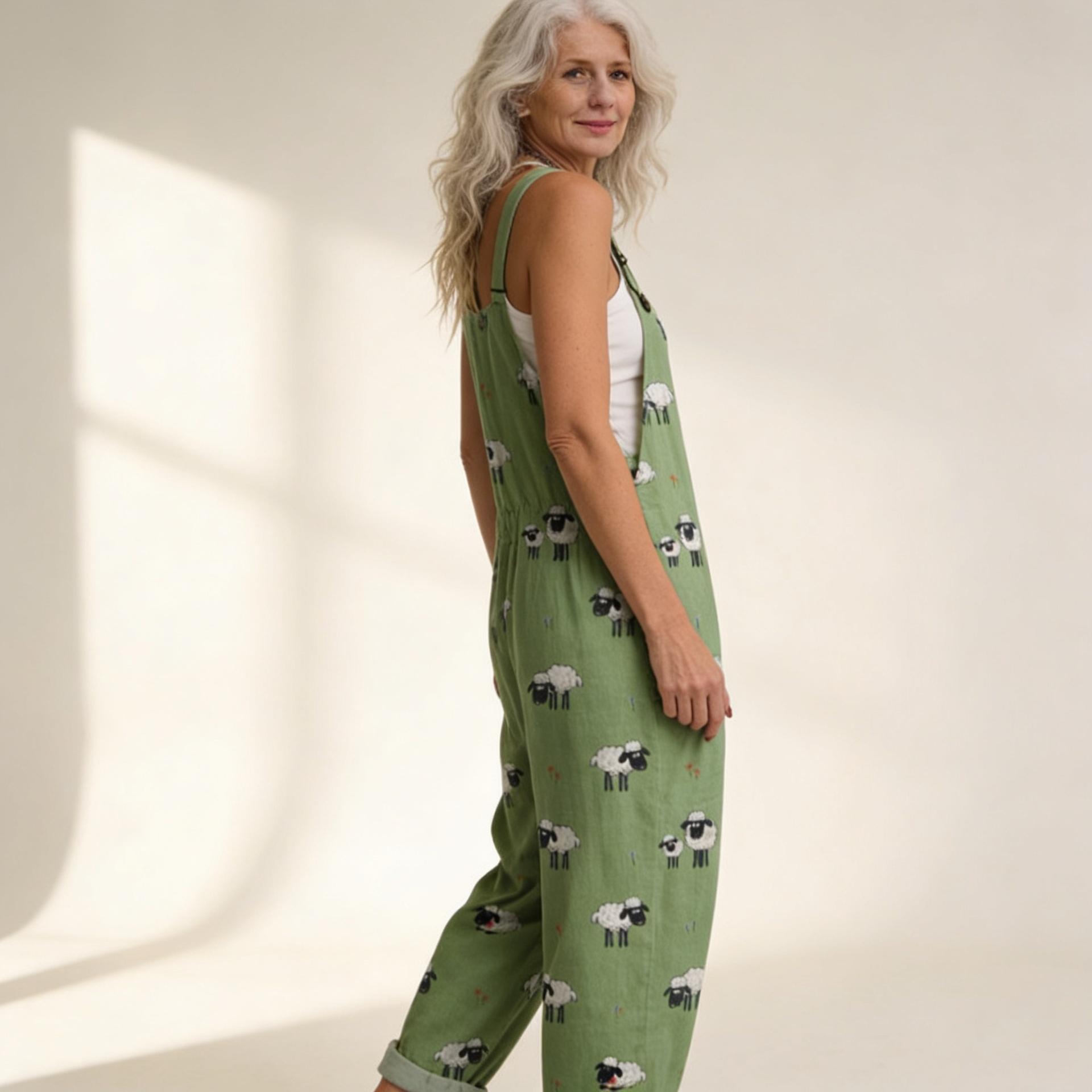 Lucía | Overol con suave tono verde bohemio
