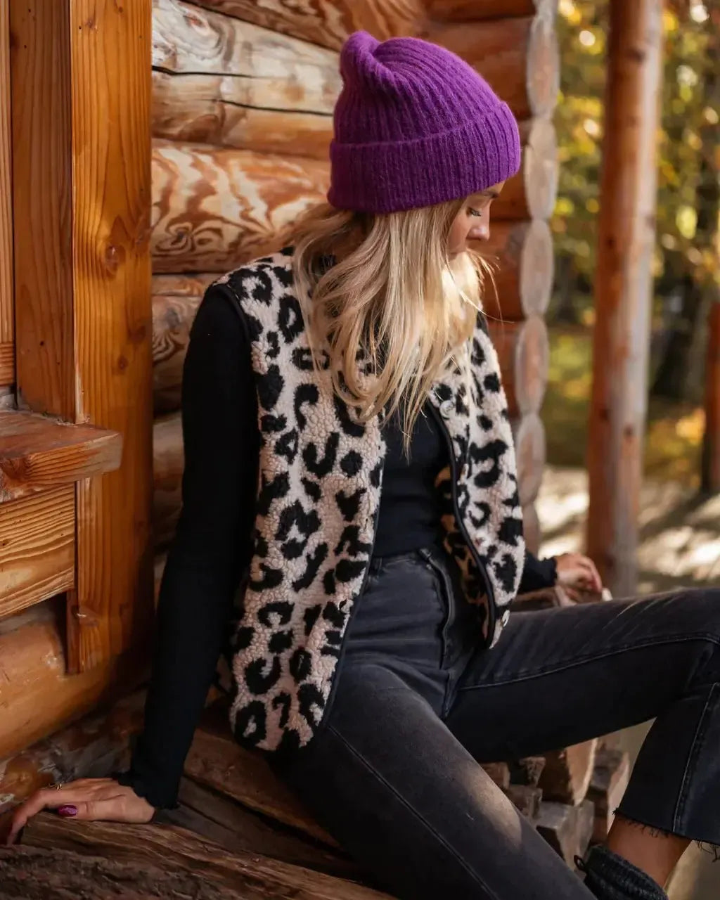 Maja | Pletená vesta s leopardím vzorem