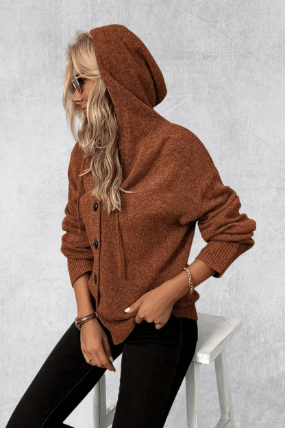 Larisa | Námořnicky modrý kardigan z hrubého úpletu s velkými knoflíky