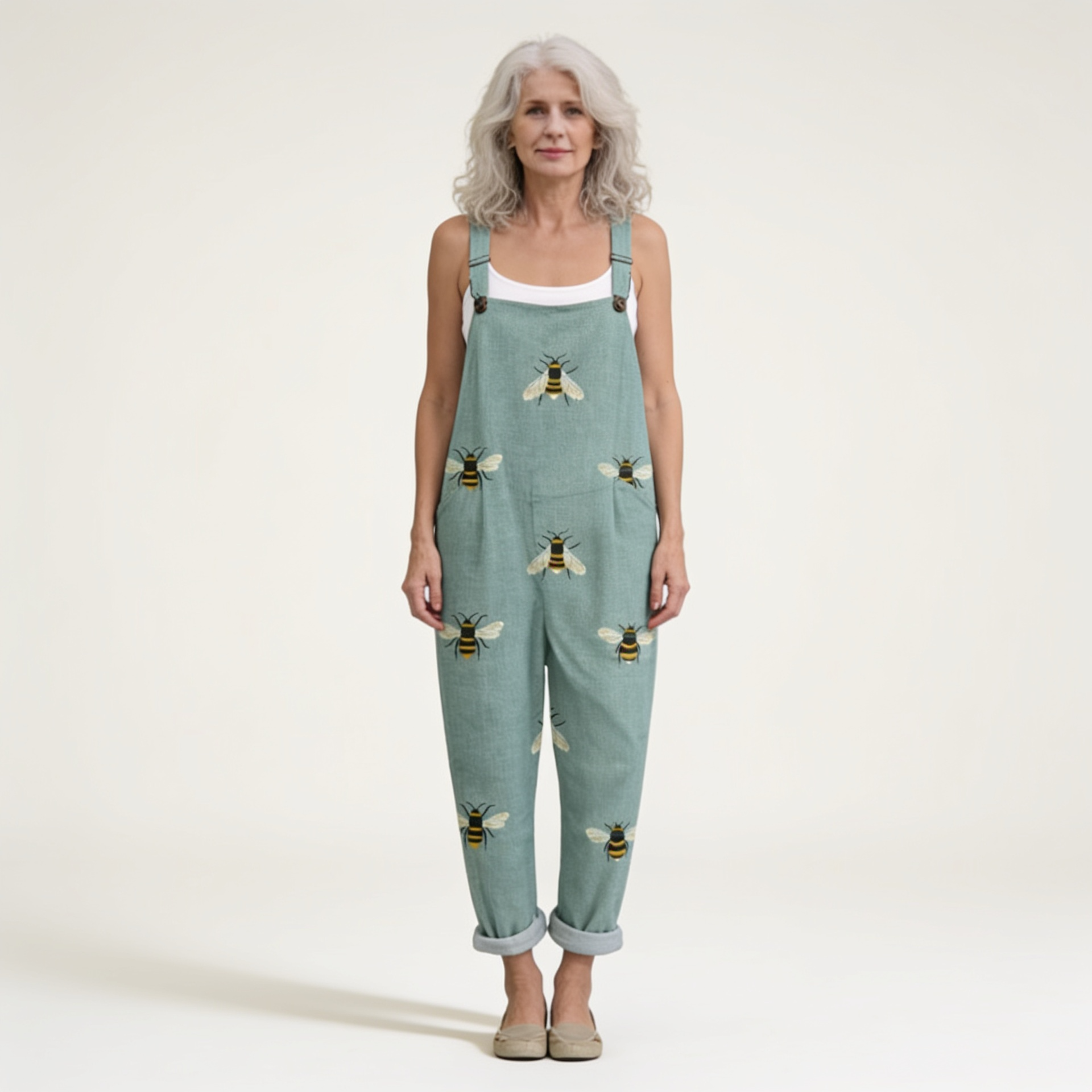 Maxime | Overol con motivo de abejas y naturaleza fresca