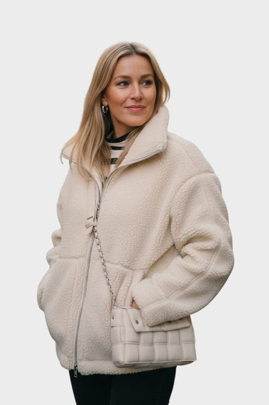 Margita | Krémová teddy bunda se stojáčkem