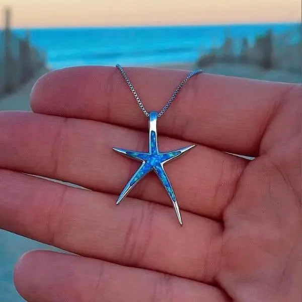 Péndulo Estrella en Azul y Ópalo Plata