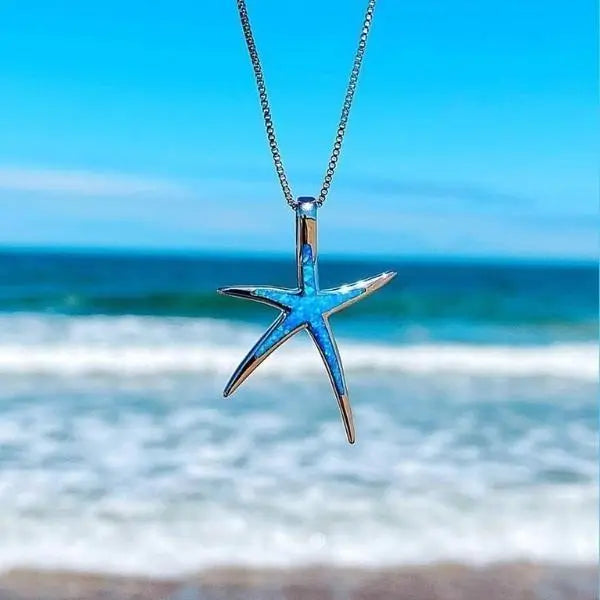 Péndulo Estrella en Azul y Ópalo Plata