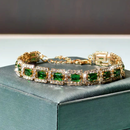 Pulsera Dorada Elisa Esmeralda