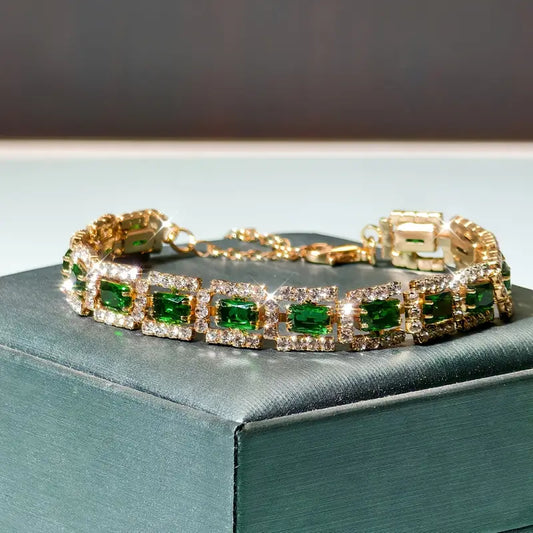 Pulsera Dorada Elisa Esmeralda