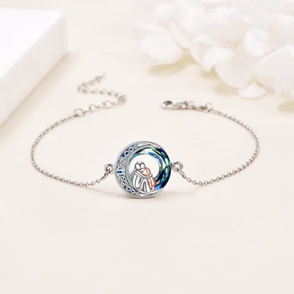 Pulsera ajustable con colgante en forma de perro de plata