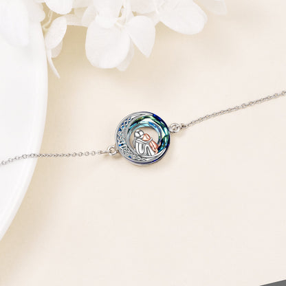 Pulsera ajustable con colgante en forma de perro de plata