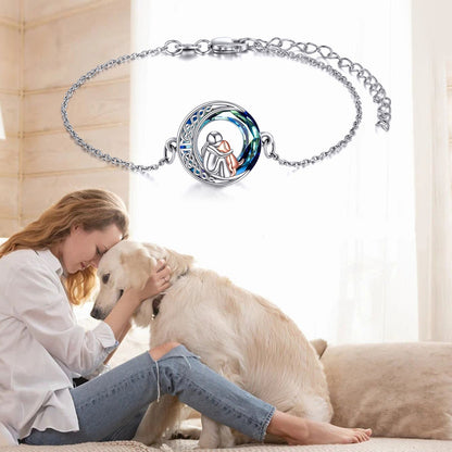 Pulsera ajustable con colgante en forma de perro de plata