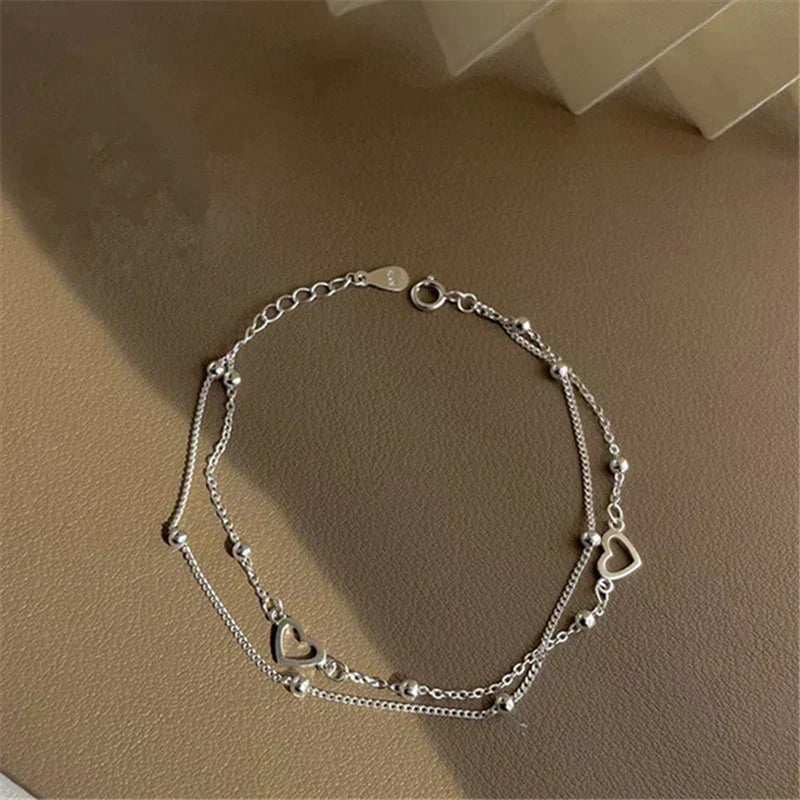 Pulsera ajustable con corazón de plata