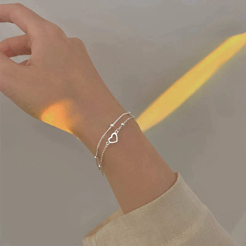 Pulsera ajustable con corazón de plata