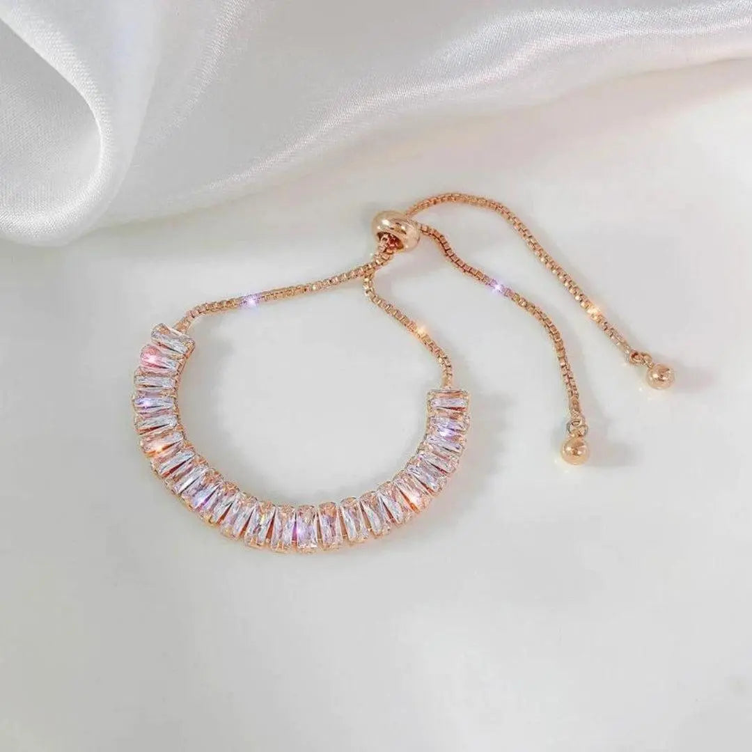 Pulsera ajustable de zirconia en oro y plata