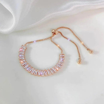 Pulsera ajustable de zirconia en oro y plata