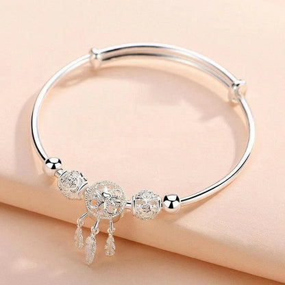 Pulsera atrapa-sueños ajustable de plata