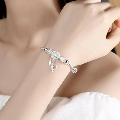 Pulsera atrapa-sueños ajustable de plata