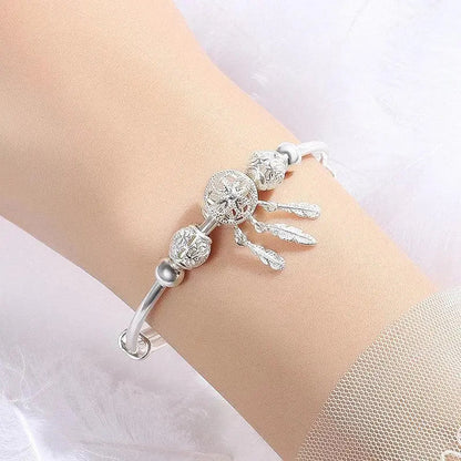 Pulsera atrapa-sueños ajustable de plata