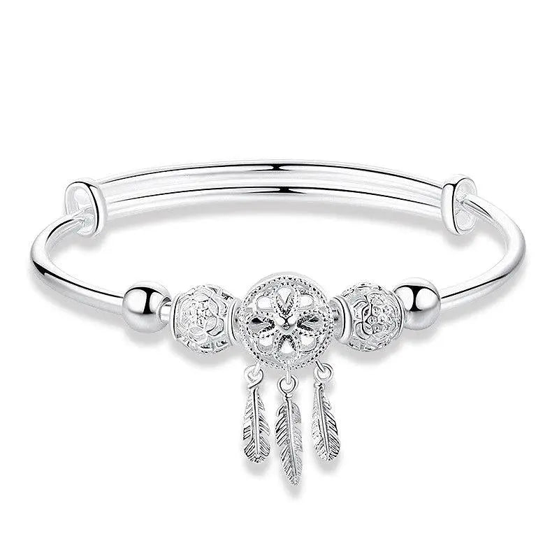Pulsera atrapa-sueños ajustable de plata