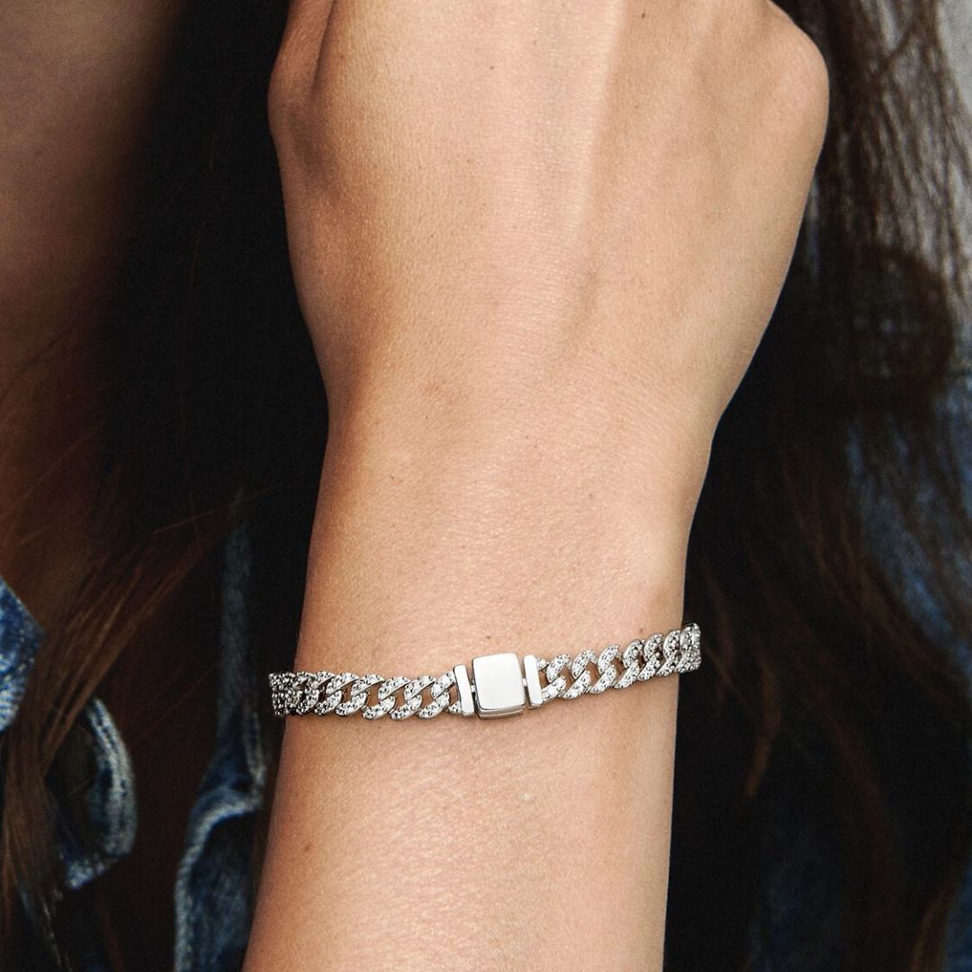 Pulsera cubana grande de oro