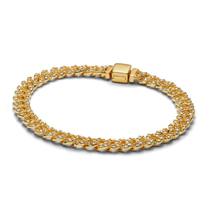 Pulsera cubana grande de oro