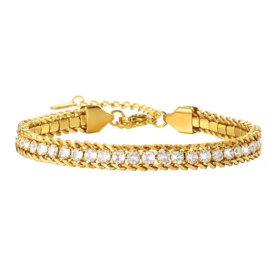 Pulsera de acero inoxidable con cadena de zirconia