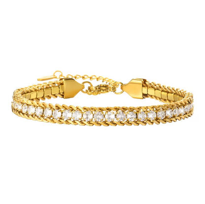 Pulsera de acero inoxidable con cadena de zirconia