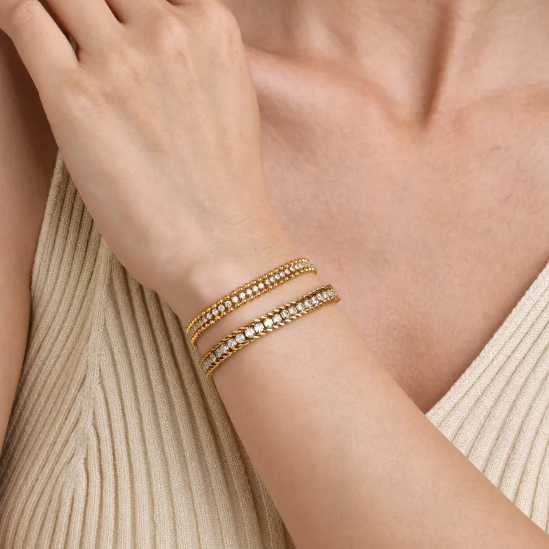 Pulsera de acero inoxidable con cadena de zirconia