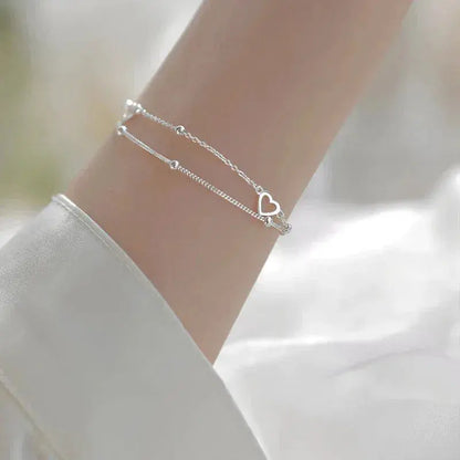 Pulsera de plata ajustable con corazón