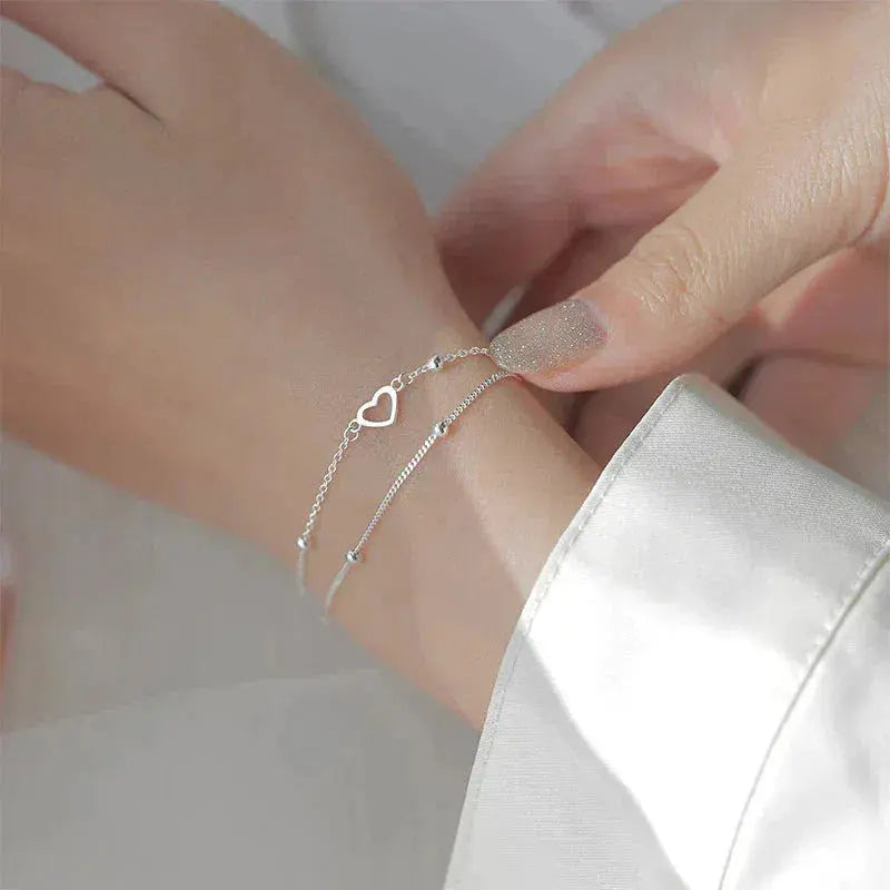 Pulsera de plata ajustable con corazón