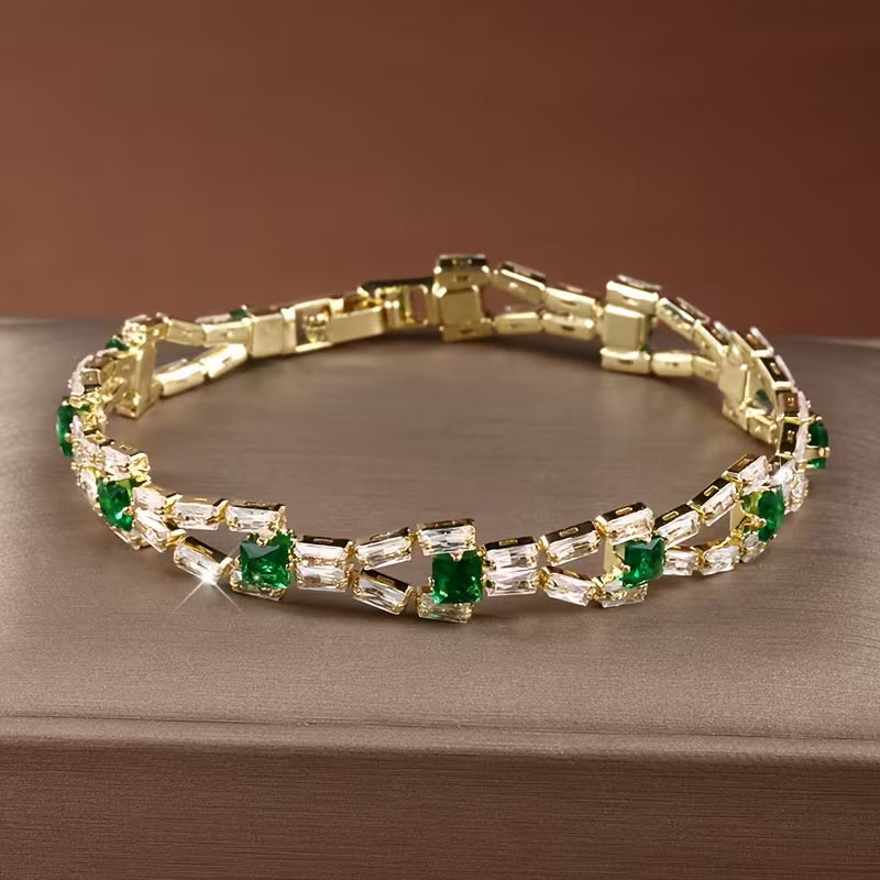 Pulsera de tenis dorada