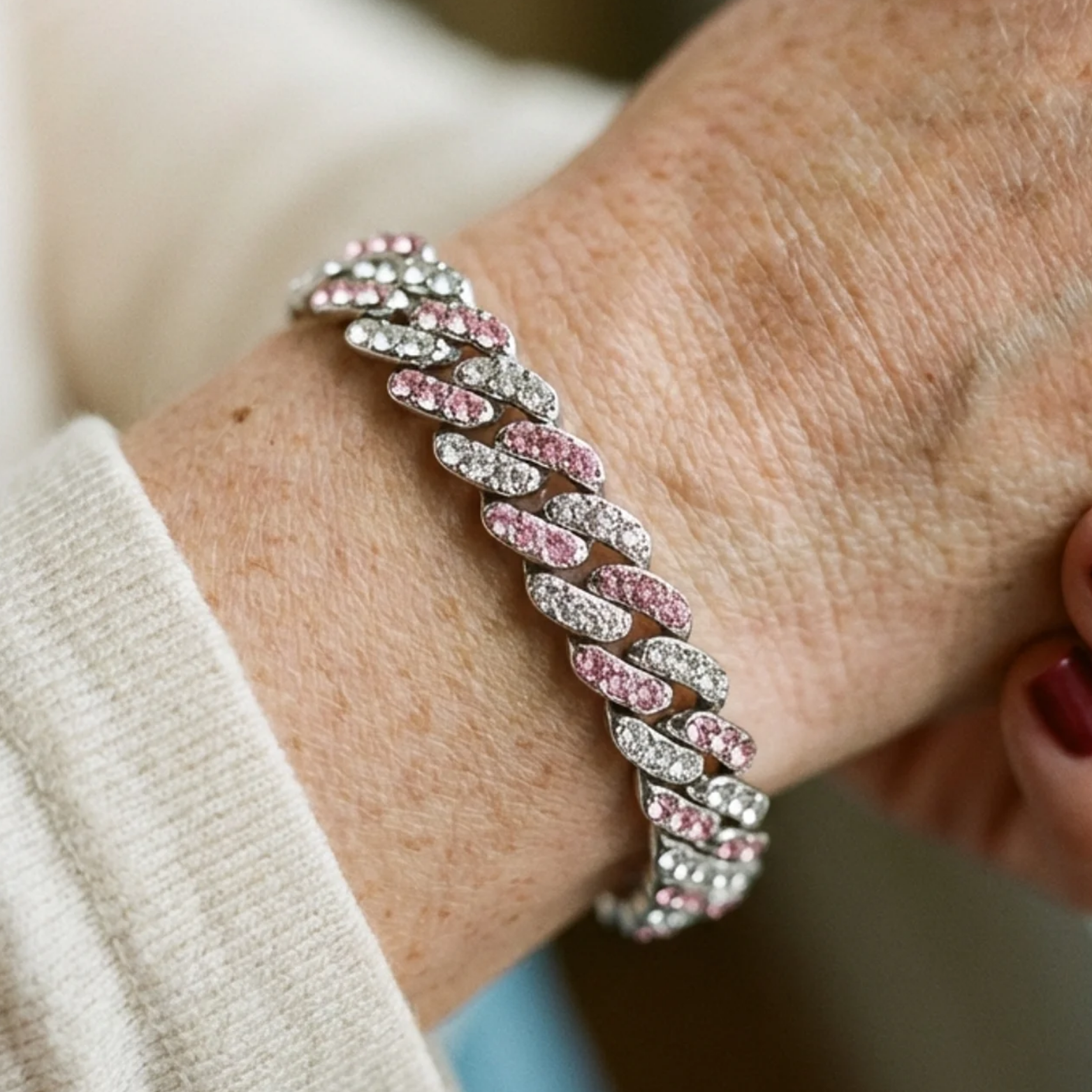 Pulsera en Rosé Ártico Cubano | Oro Blanco