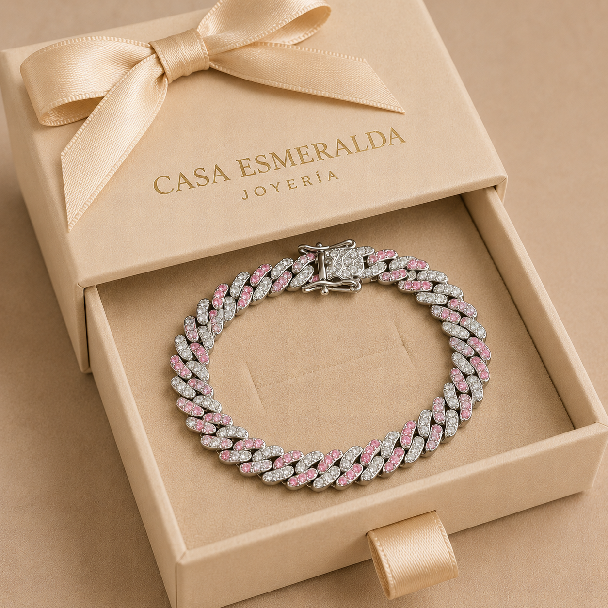 Pulsera en Rosé Ártico Cubano | Oro Blanco