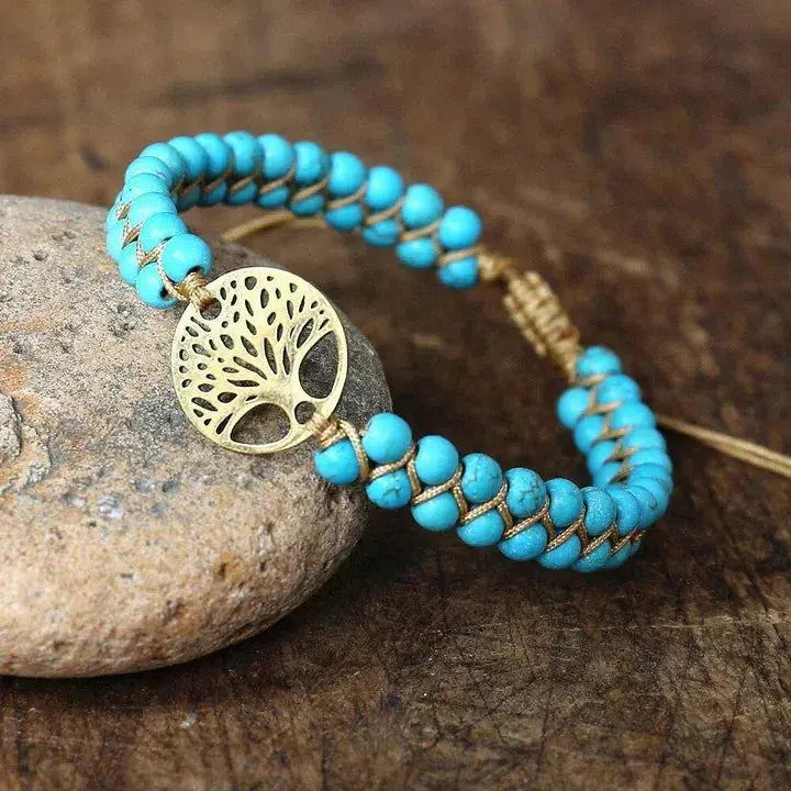 Pulsera hecha a mano Árbol de la Vida en Turquesa