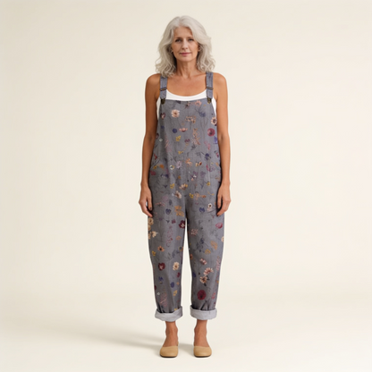 Rebecca | Overol con flores bohemias grises