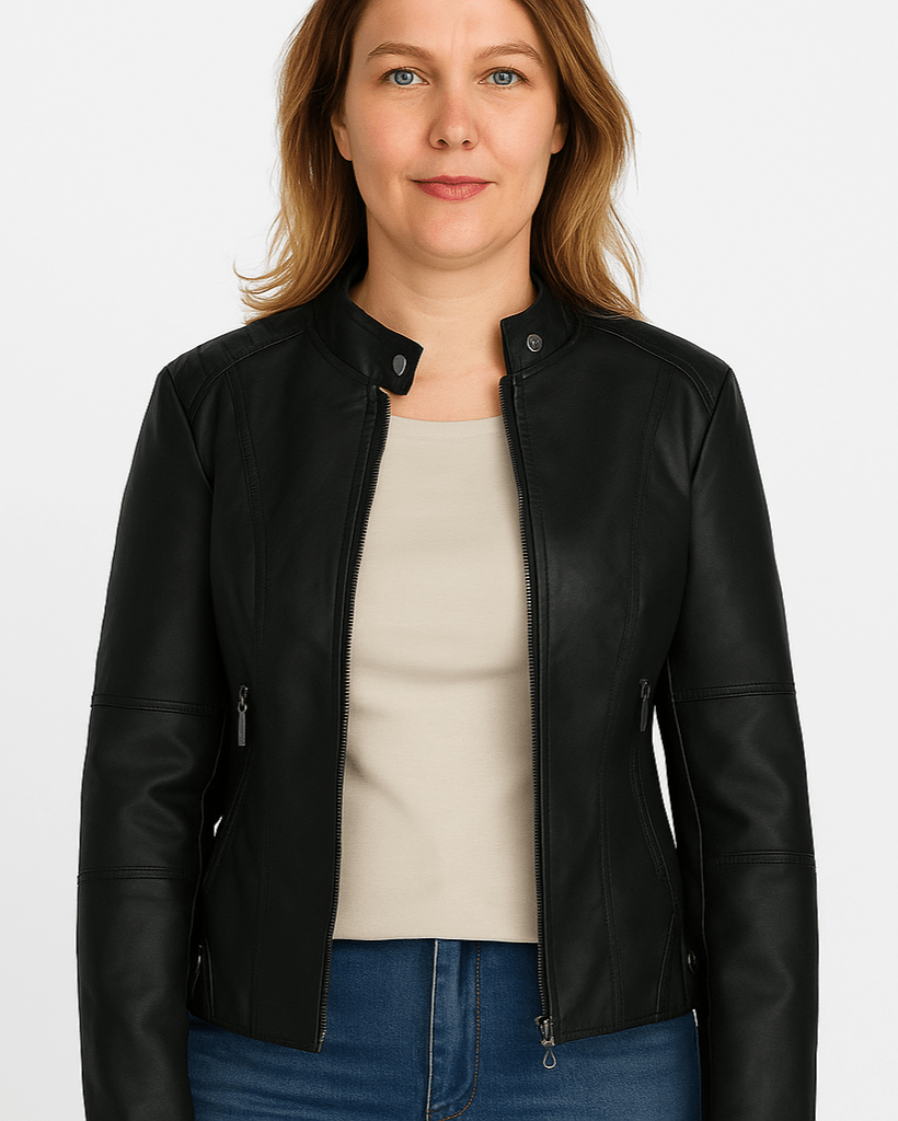 Sofie | Černá bunda z imitace kůže