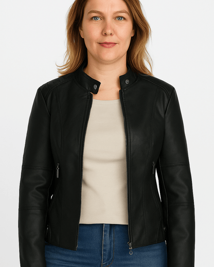 Sofie | Černá bunda z imitace kůže