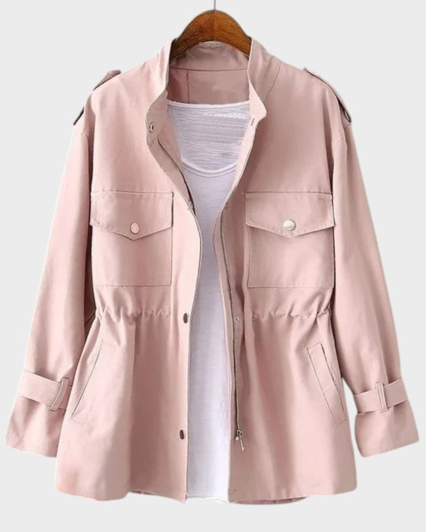 Veronika | Lehká růžová bunda v utility stylu