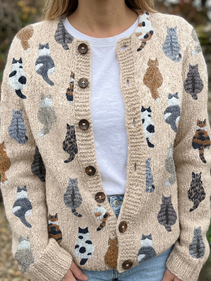 Diana™ | Cárdigan con estampado de gatos