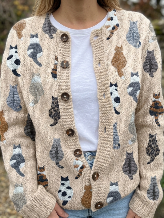 Diana™ | Cárdigan con estampado de gatos