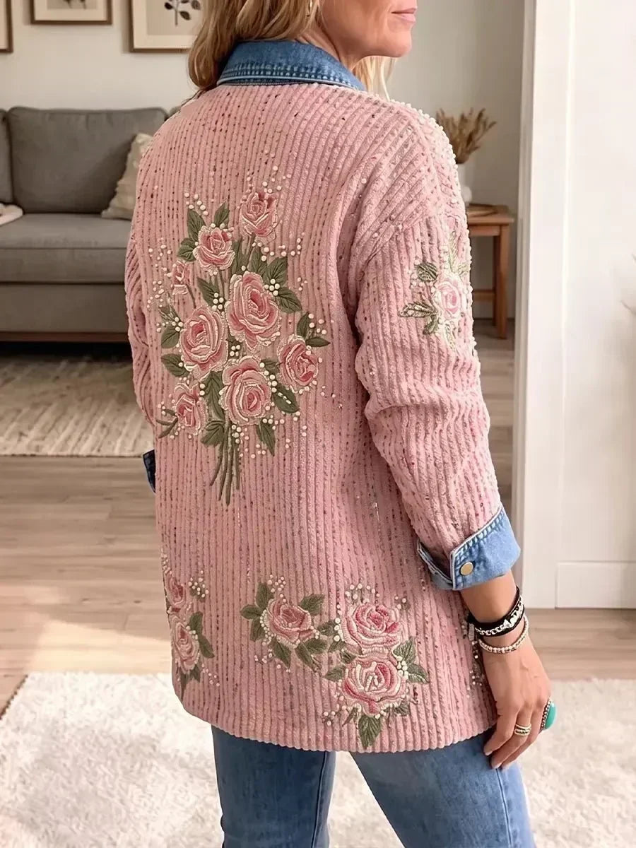 Edita | Vintage džínové sako s růžovým patchworkem
