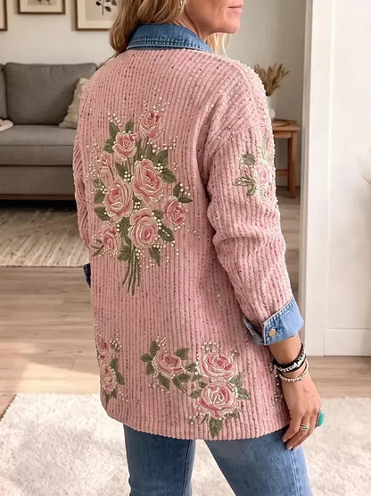 Edita | Vintage džínové sako s růžovým patchworkem