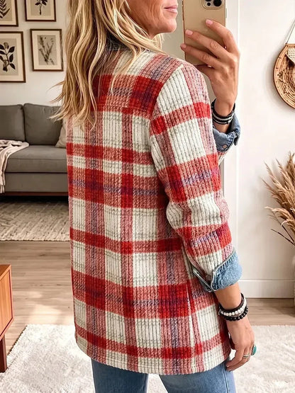 Lucie | Vintage džínová bunda s červeným patchworkem