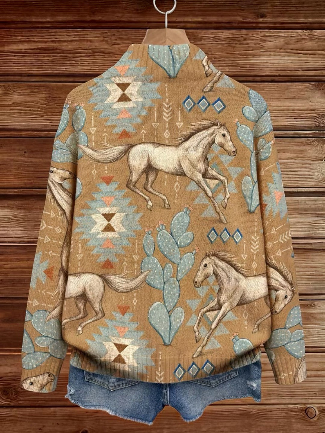 Camila™ | Cárdigan con caballos y cactus