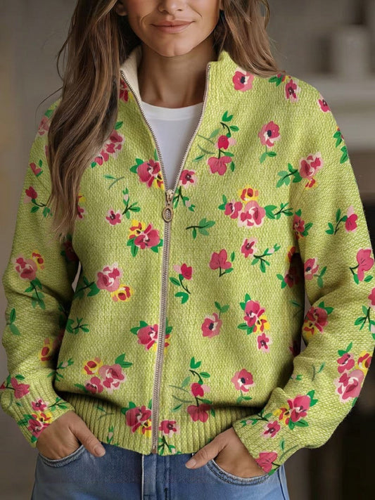 Renata™ | Cárdigan verde con estampado floral