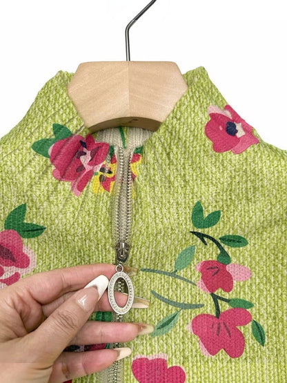 Renata™ | Cárdigan verde con estampado floral