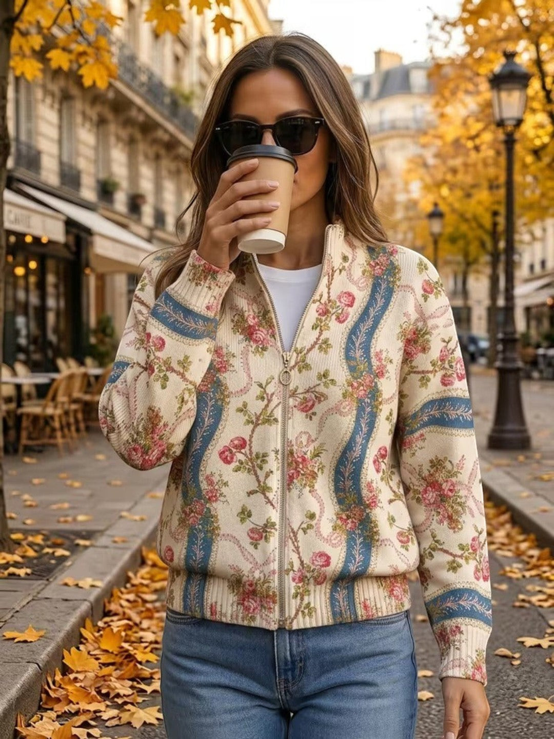 Carolina™ | Cárdigan con enredaderas de rosas
