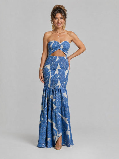 Mariana Conjunto de dos piezas con hojas en azul