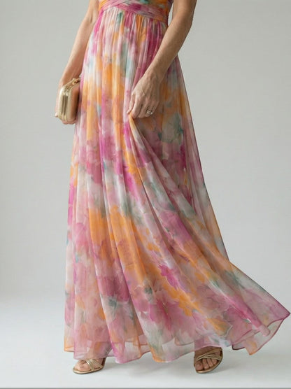 Emilia Vestido largo con degradado en rosa
