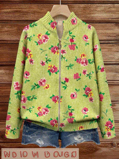 Renata™ | Cárdigan verde con estampado floral