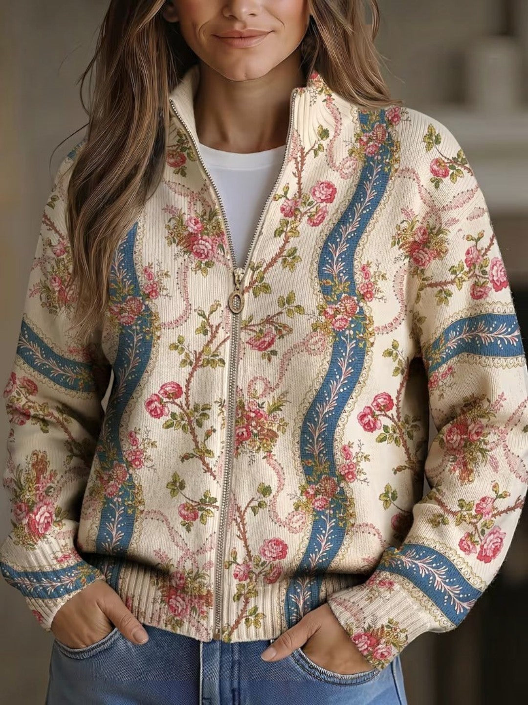 Carolina™ | Cárdigan con enredaderas de rosas