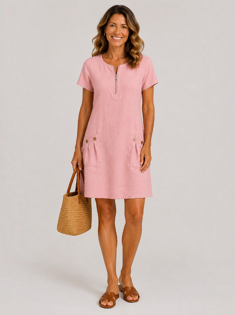Anahí Vestido de verano en verde tipo lino